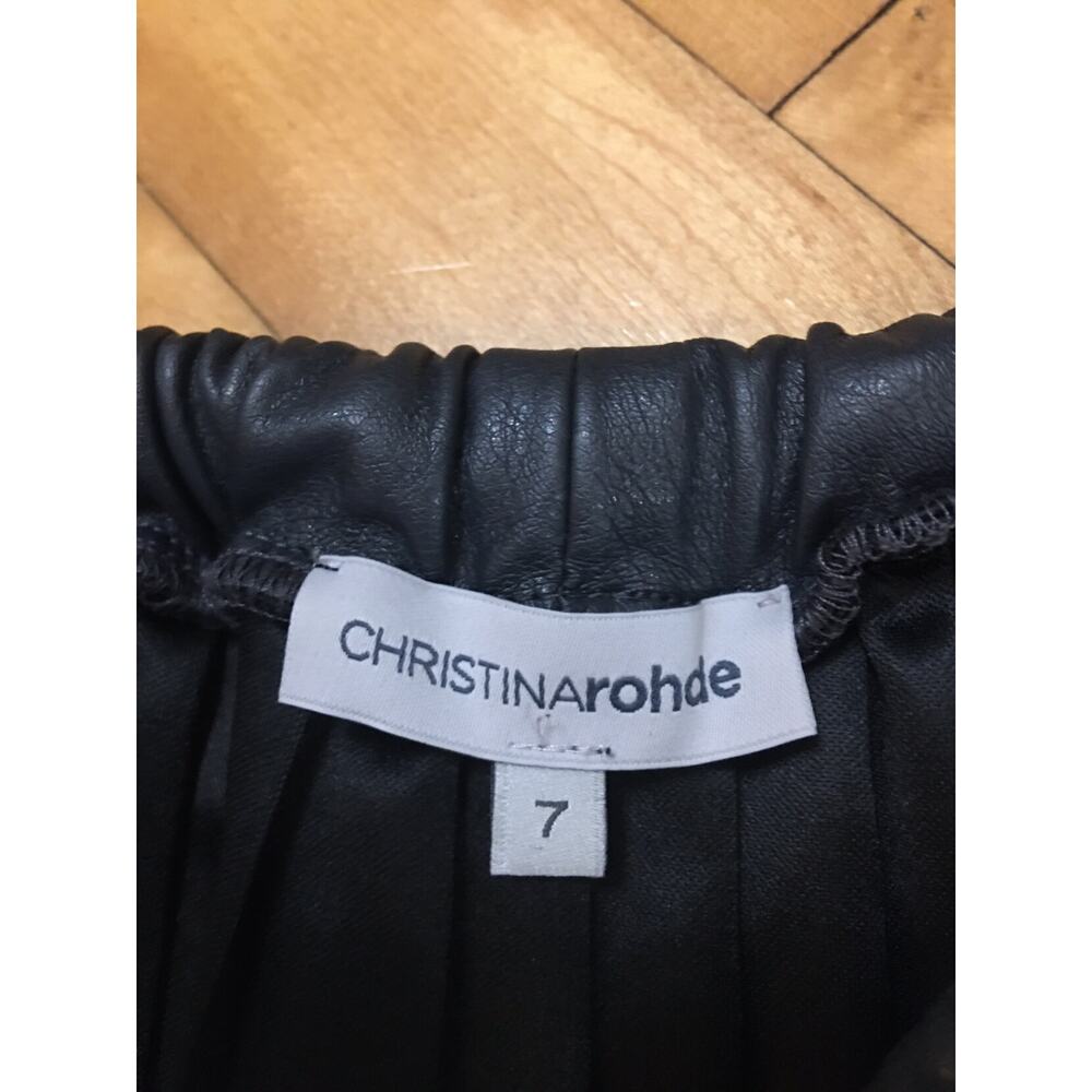 Christina Rohde Navy Faux Leather Pleated Skirt - Picture 2 of 5